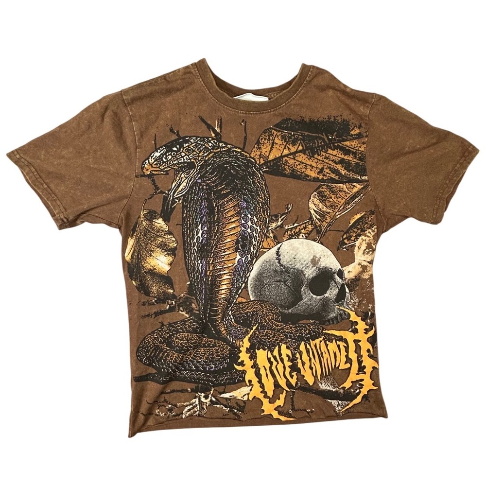 Smoke Rise Mens Brown Cobra Skull Love Untamed Graphic T-Shirt Size M Streetwear